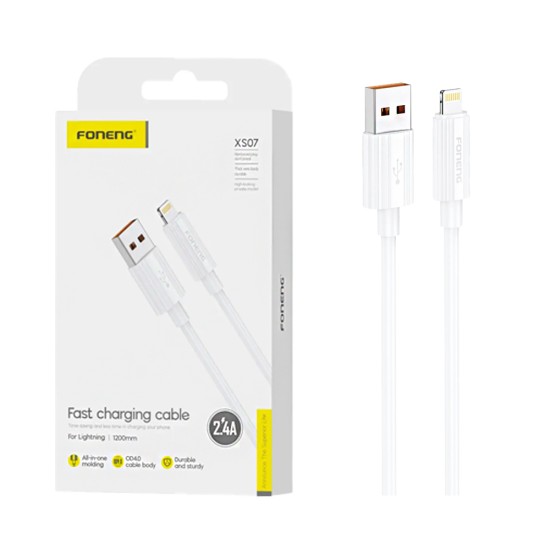 Cabo Foneng XS07 Lightning 2,4A 1M Branco Cabo Foneng XS07 Lightning 2,4A 1M Branco