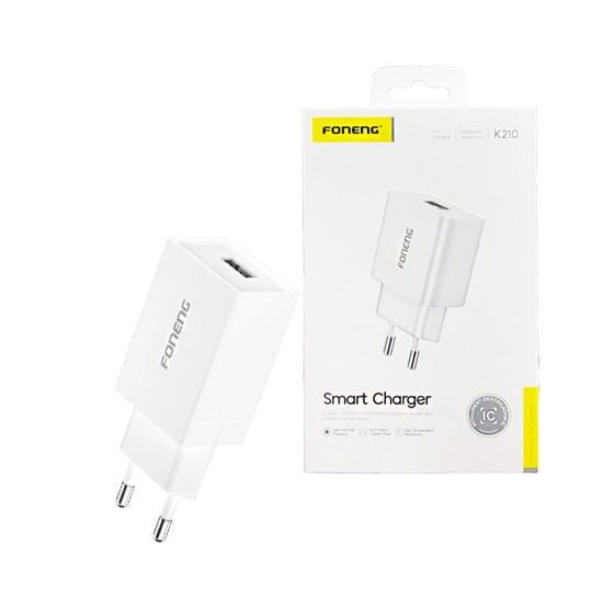 Adapter Foneng K210 USB Fast 2.1A White Adapter Foneng K210 USB Fast 2.1A White