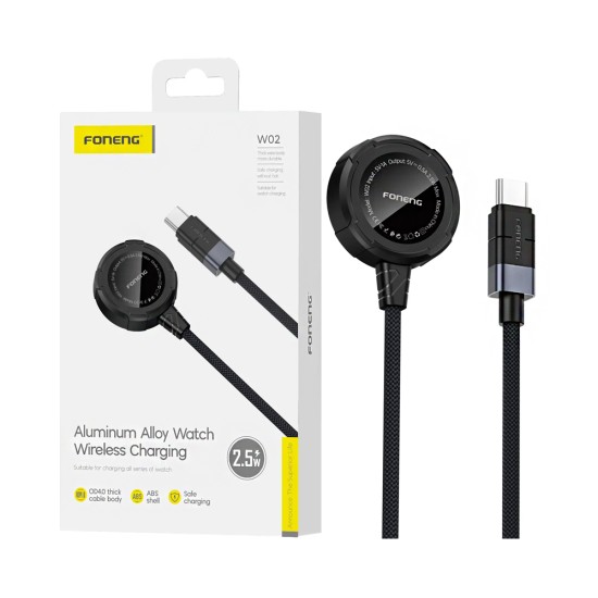 Carregador Sem Fio Foneng W02 para Apple iwatch 2,5M 1m Preto Carregador Sem Fio Foneng W02 para Apple iwatch 2,5M 1m Preto