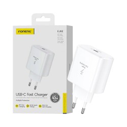 Adaptador Foneng EU62 Tipo-C PD 45W GAN Branco Adaptador Foneng EU62 Tipo-C PD 45W GAN Branco