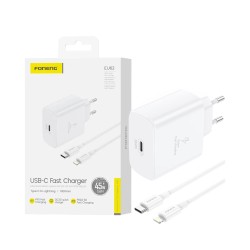 Foneng Charger EU62 Type-C PD 45W GAN with Type-C to Lightning cable 1m White Foneng Charger EU62 Type-C PD 45W GAN with Type-C to Lightning cable 1m White