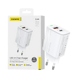 Adaptador Foneng EU66 2 Portas USB-A+Tipo-C PD 20W Branco Adaptador Foneng EU66 2 Portas USB-A+Tipo-C PD 20W Branco