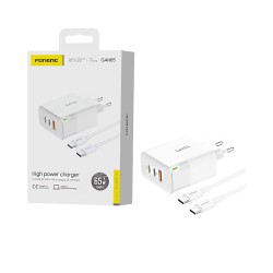 Foneng Charger GAN65 3 Ports USB+2 Type-C PD 65W GAN with Type-C to Type-C Cable White Foneng Charger GAN65 3 Ports USB+2 Type-C PD 65W GAN with Type-C to Type-C Cable White