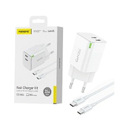 Foneng Charger GAN35 2 Ports Type-C 35W GAN with Type-C to Type-C Cable 1m White Foneng Charger GAN35 2 Ports Type-C 35W GAN with Type-C to Type-C Cable 1m White