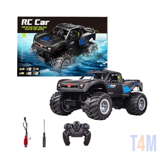 Caminhão Monstro Fora da Estrada JJRC Q156 4WD Amphibious Terra e Água Com Controle Remoto Azul