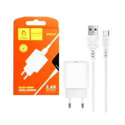 Denmen Charger DC03T 2,4A with Type-C cable 1M White Denmen Charger DC03T 2,4A with Type-C cable 1M White