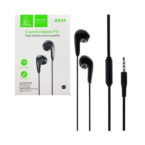 Auscultadores Denmen DR20 com Microfone 3.5mm 1,2m Preto Auscultadores Denmen DR20 com Microfone 3.5mm 1,2m Preto