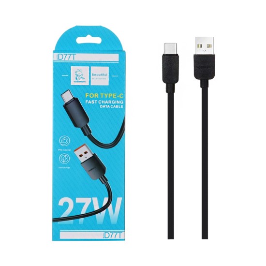 Cabo Denmen D77T Tipo-C 27W 1m Preto