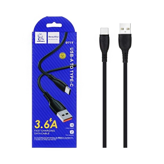 Cabo Denmen D71T Tipo-C 3,6A 1m Preto Cabo Denmen D71T Tipo-C 3,6A 1m Preto