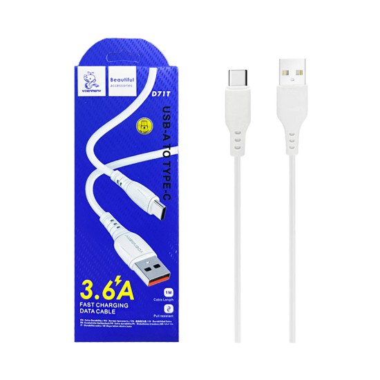 Cabo Denmen D71T Tipo-C 3,6A 1m Branco Cabo Denmen D71T Tipo-C 3,6A 1m Branco