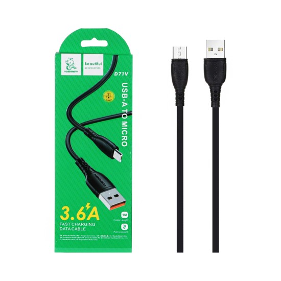 Cabo Denmen D71V Micro 3,6A 1m Preto Cabo Denmen D71V Micro 3,6A 1m Preto