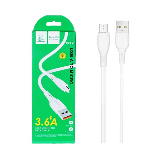 Cabo Denmen D71V Micro 3,6A 1m Branco Cabo Denmen D71V Micro 3,6A 1m Branco