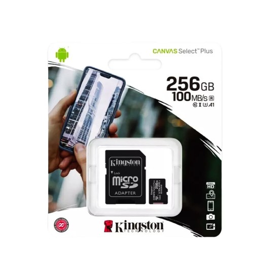 Cartão de Memória Micro SDXC Kingston Canvas Select Plus 256GB UHS-I U3 V30 A2 com Adaptador Cartão de Memória Micro SDXC Kingston Canvas Select Plus 256GB UHS-I U3 V30 A2 com Adaptador