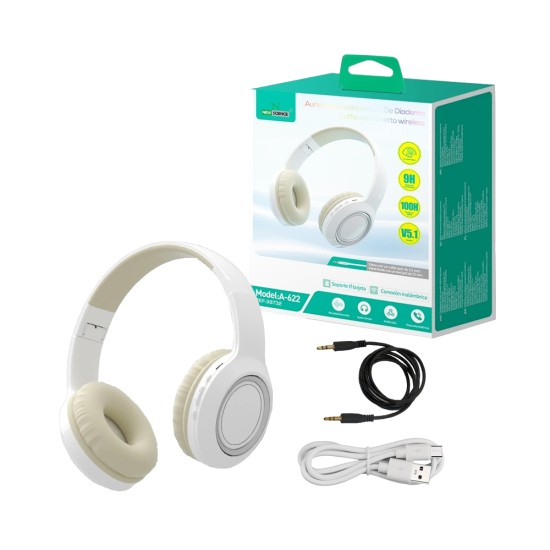 Auscultadores sem Fio New Science A-622 Branco Auscultadores sem Fio New Science A-622 Branco