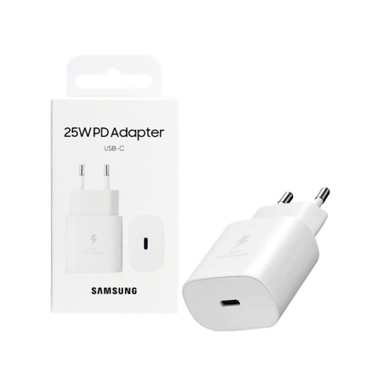 Adaptador Samsung EP-TA800NWEGGB Tipo-C Porta PD 25W Branco Adaptador Samsung EP-TA800NWEGGB Tipo-C Porta PD 25W Branco