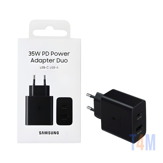 Adaptador Samsung EP-TA220NBEGEU Porta Dupla USB-A+Tipo-C PD 35W Preto