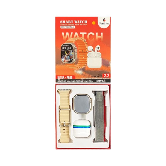 Smartwatch S20 Pro Max With 2 Straps and Airpods 2.2" 49mm (Call Version) Silver