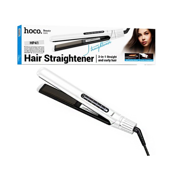 Alisamento+Ondulaçãocabelo Elétrico Hoco HP41 com Visor Digital Branco