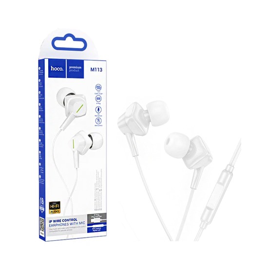 Auscultadores com Cabo Hoco M113 Clear com Microfone Lightning 1,2m Branco
