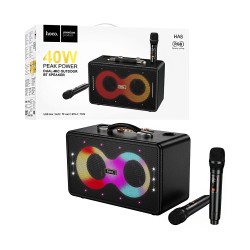 Coluna Sem Fio Portátil Hoco HA8 Ave com Microfone Duplo Preto Coluna Sem Fio Portátil Hoco HA8 Ave com Microfone Duplo Preto