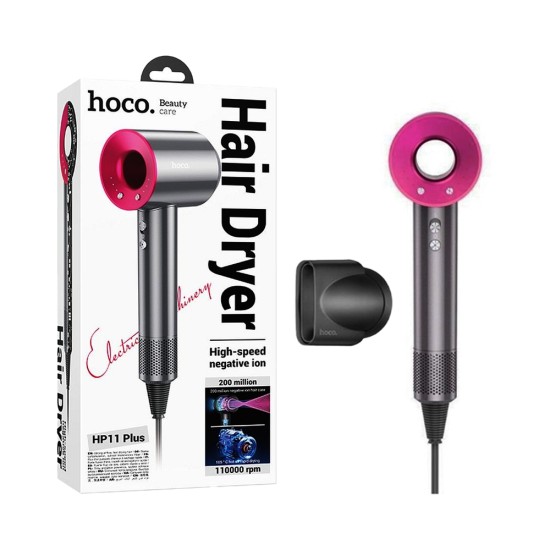 Secador de Cabelo Hoco HP11 Plus High Speed Negative Ion Rosa Vermelho