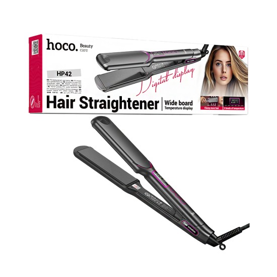 Hoco Electric Straightening Hair HP42 Wide board with Digital Display Gray