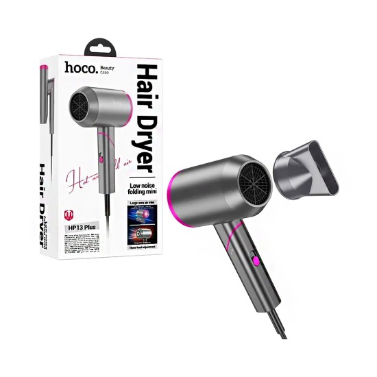 Secador de Cabelo Hoco HP13 Plus Ar Quente e Frio Rosa Vermelho