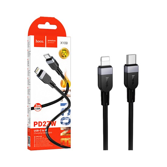 Cabo Hoco X109 Energy Tipo-C para LIghtning PD27W 3M Preto Cabo Hoco X109 Energy Tipo-C para LIghtning PD27W 3M Preto