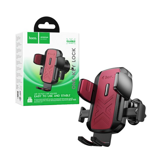 Suporte de Telefone para Carro Hoco H64 Gamble para Saída de AR Preto Vermelho Suporte de Telefone para Carro Hoco H64 Gamble para Saída de AR Preto Vermelho