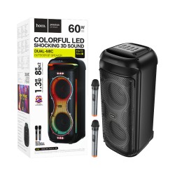 Coluna Sem Fio Portátil Hoco HA13 Max Ramon com Microfone Duplo Preto Coluna Sem Fio Portátil Hoco HA13 Max Ramon com Microfone Duplo Preto