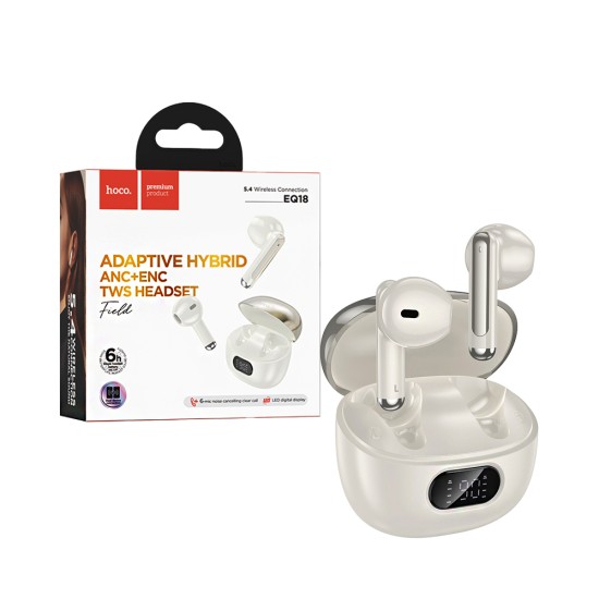 Hoco True Wireless Earbuds EQ18 Field ANC+ENC Noise Reduction Milky White
