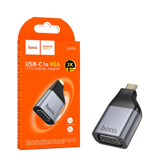Adaptador Hoco UA34 Tipo-C para VGA Cinza metálico