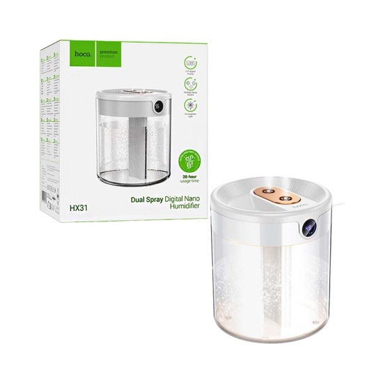 Umidificador Hoco HX31 Spray duplo com visor digital Branco Umidificador Hoco HX31 Spray duplo com visor digital Branco