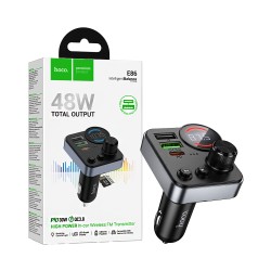 Hoco Wireless FM Transmitter E86 Alegria With Dual USB+Type-C PD30W+QC3.0 USB Black Hoco Wireless FM Transmitter E86 Alegria With Dual USB+Type-C PD30W+QC3.0 USB Black