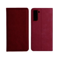 Capa de Couro com Bolso Interno para Samsung Galaxy S21 FE Vermelho Capa de Couro com Bolso Interno para Samsung Galaxy S21 FE Vermelho