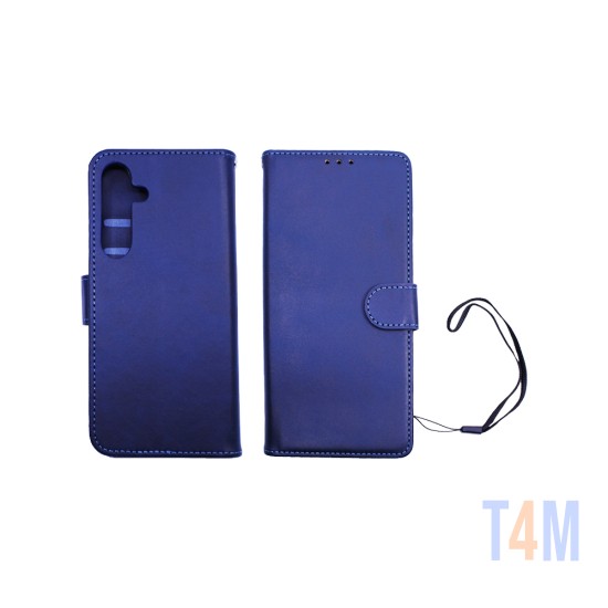 Capa de Couro com Bolso Interno para Samsung Galaxy S24 Plus Azul