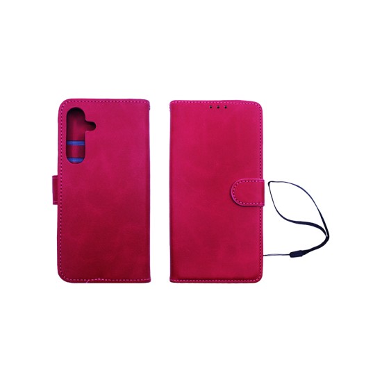 Leather Flip Cover with Internal Pocket for Samsung Galaxy S24 Plus Red