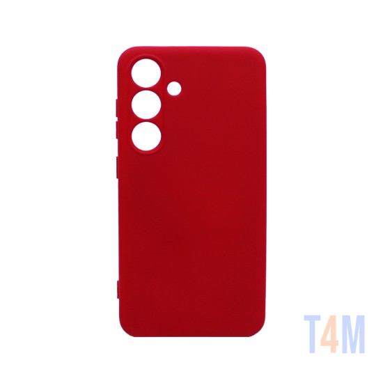 Capa de Silicone com Moldura de Câmera para Samsung Galaxy S24 Vermelho
