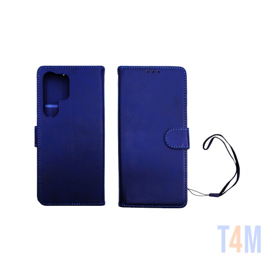 Leather Flip Cover with Internal Pocket for Samsung Galaxy S24 Ultra Blue