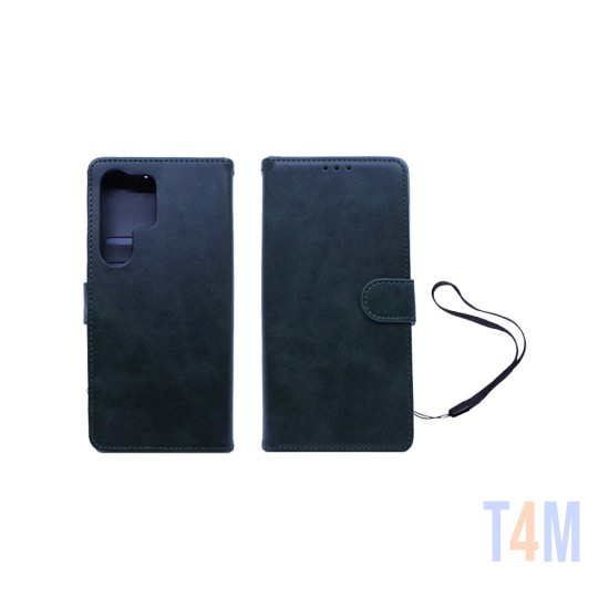 Leather Flip Cover with Internal Pocket for Samsung Galaxy S24 Ultra Green