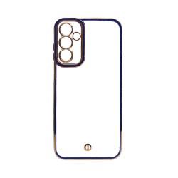 Capa de Silicone Transparente com Moldura de Câmera para Samsung Galaxy A15 4G/5G Azul