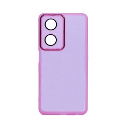 Funda de Silicona Transparente con Marco de Cámara para Oppo A98 5G/F23 5G Rosa