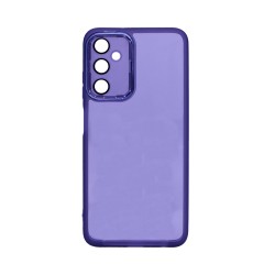 Funda de Silicona Transparente con Marco de Cámara para Samsung Galaxy A05S Púrpura