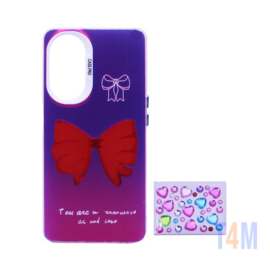 Designer Hard Case with Seperate Adhesive Stones for Oppo A98 5G Purple