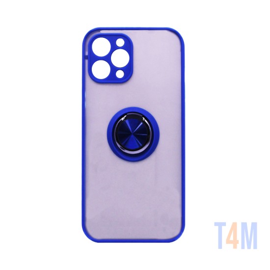 Funda con Anilla de Soporte para Apple iPhone 11 Pro Max Azul Ahumado