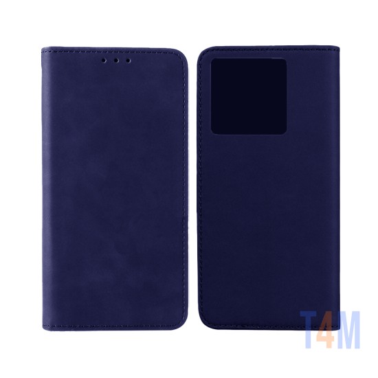 Funda Abatible de Cuero con Bolsillo Interno para Xiaomi Redmi Note 13 5G Azul