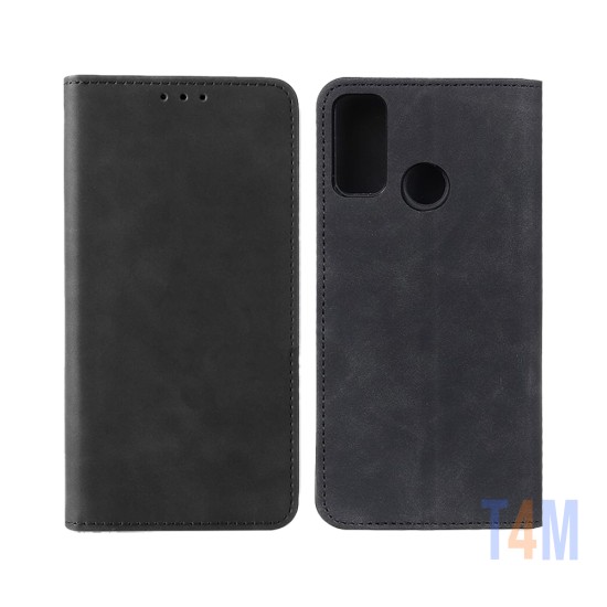 Leather Flip Cover with Internal Pocket for Alcatel 3X 2020 Black