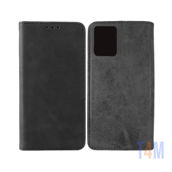 Leather Flip Cover with Internal Pocket for Vivo Y33S Black