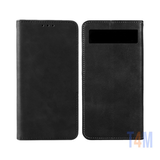 Leather Flip Cover with Internal Pocket for Google Pixel 7A Black
