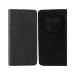 Leather Flip Cover with Internal Pocket for Oppo Find X6 Black Leather Flip Cover with Internal Pocket for Oppo Find X6 Black